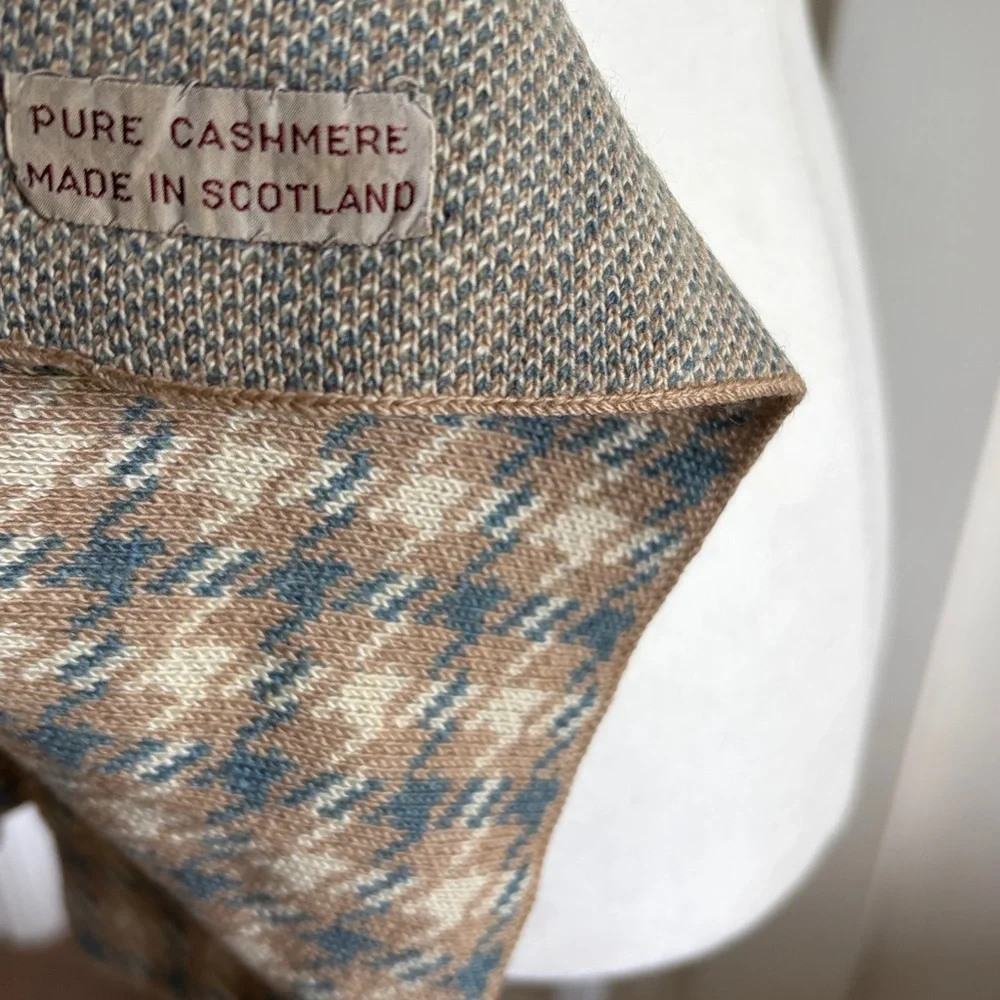 Mens Cashmere Checkered Knit Scarf a-34